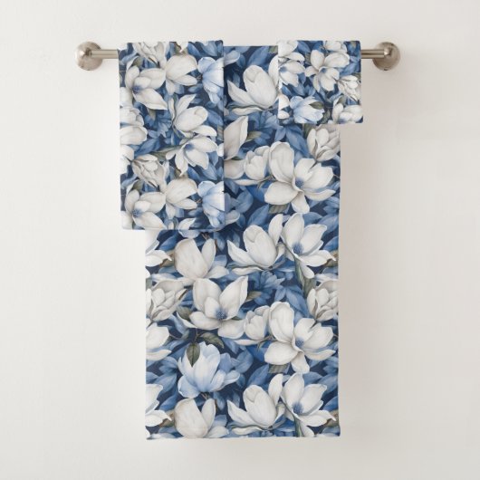 Mooi blauw Magnolia Bad Handdoek (Insitu)