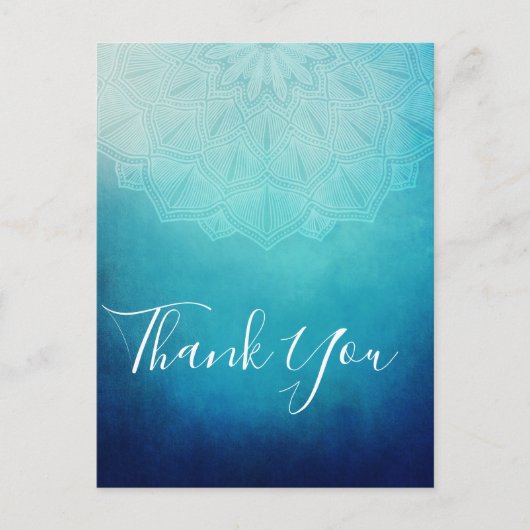 Mooi Blauw Mandala Abstract Bedankt Briefkaart (Voorkant)