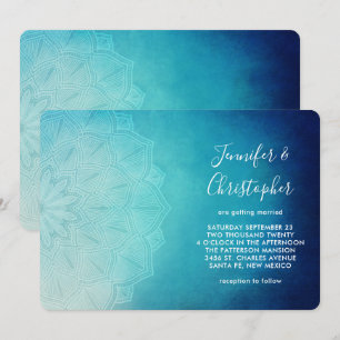 Mooi Blauw Mandala Abstract Trouwen Kaart