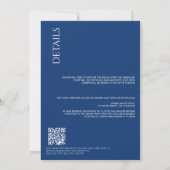 Mooi Blauw met Details & QR Code Bruiloft Kaart (Achterkant)