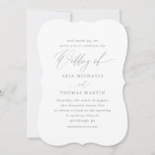 Mooi blauw met kalligrafie bruiloft kaart (Voorkant)