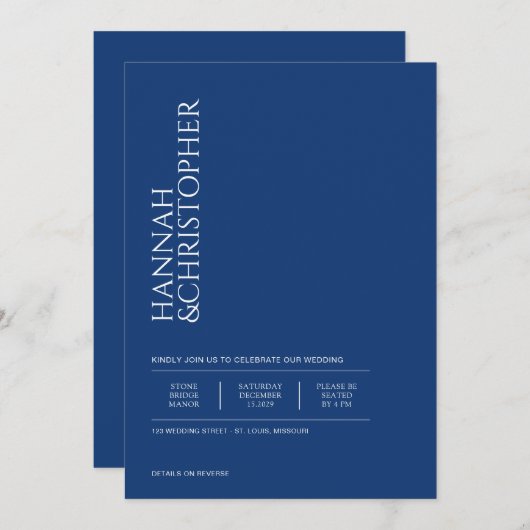 Mooi Blauw met QR Code Bruiloft Kaart (Voorkant / Achterkant)