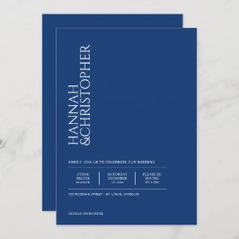 Mooi Blauw met QR Code Bruiloft Kaart