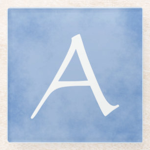 Mooi blauw Monogram Glazen Onderzetter