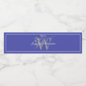 Mooi blauw, monogram, rustieke chique bruiloft waterfles etiket (Enkel label)