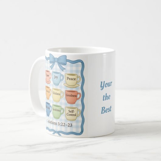 Mooi blauw ontwerp koffiemok (Voorkant links)