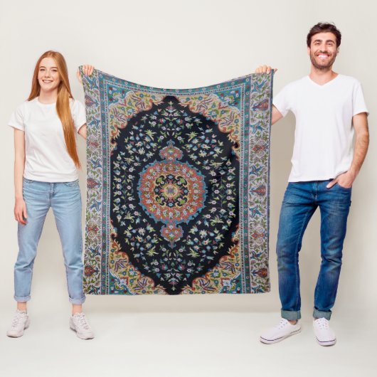 Mooi blauw oosters Antiek Kilim tapijt Fleece Deken (In situ)