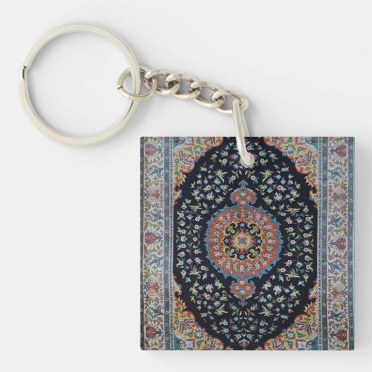 Mooi blauw oosters Antiek Kilim tapijt Sleutelhanger (voorkant)