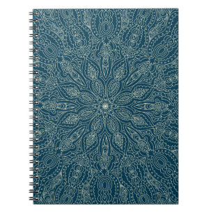 Mooi blauw ornament, vrolijk kerstfeest notitieboek