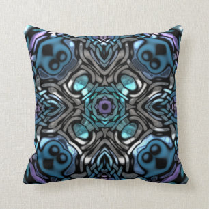 Mooi blauw, Paars en zilver patroon Kussen