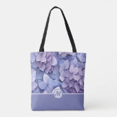Mooi Blauw Paarse Hydrangea Monogram Tote Bag (Achterkant)