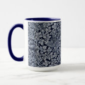 Mooi blauw patroontje Bloemen van de Bloemenvogel Mok (Links)