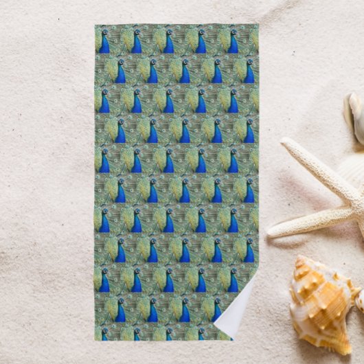 Mooi blauw Peacock-patroon Strandlaken