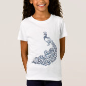 Mooi  blauw Peacock Silhouette T-shirt (Voorkant)