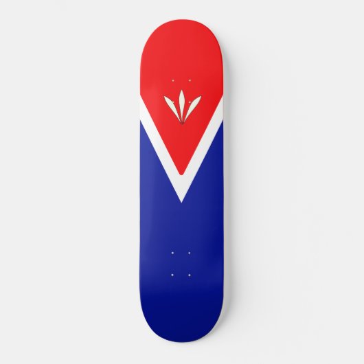 Mooi blauw rood en wit persoonlijk skateboard (Voorkant)