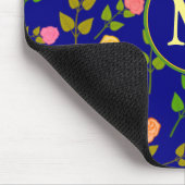 Mooi Blauw Roos Patroon Monogram Muismat (Hoek)