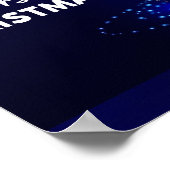 Mooi blauw, sparkles. Gelukkig kerstfeest poster (Hoek)