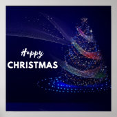 Mooi blauw, sparkles. Gelukkig kerstfeest poster (Voorkant)