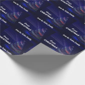 Mooi blauw, sparkles. Happy kerstomslag Cadeaupapier (Hoek)