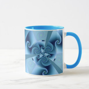 Mooi Blauw Spiraalvormig Fijn Fractal Art. Mok