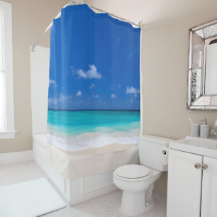 Mooi Blauw Strandzand Zee Nautical Douchegordijn