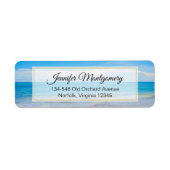 Mooi blauw tropisch strand etiket (Voorkant)