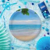 Mooi blauw tropisch strand papieren bordje (Feest)