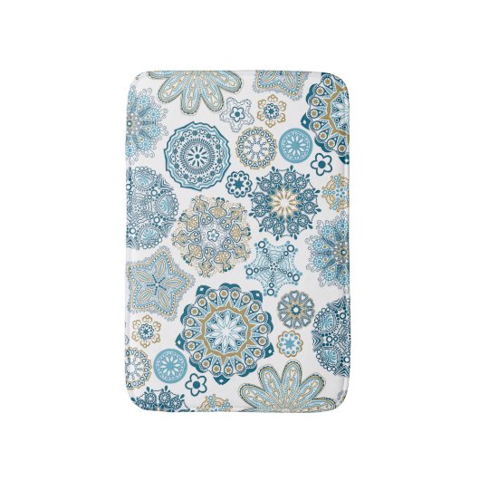 Mooi  blauw ventilatorpatroon Mandala Pattern Badmat (Voorkant Verticaal)