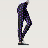 Mooi blauw violet poot patroon op zwart leggings (Rechts)
