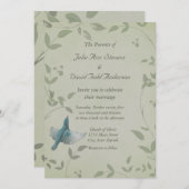 Mooi blauw vogelhuwelijk kaart (Voorkant / Achterkant)