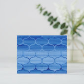 Mooi blauw Waterverf Ogee Pattern Briefkaart (Staand voorkant)