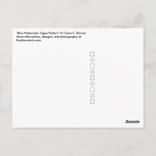 Mooi blauw Waterverf Ogee Pattern Briefkaart (Achterkant)