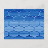 Mooi blauw Waterverf Ogee Pattern Briefkaart (Voorkant)