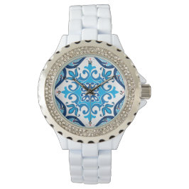 💙 mooi blauw - wit Azulejos X, horloge