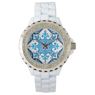 💙 mooi blauw - wit Azulejos X, horloge