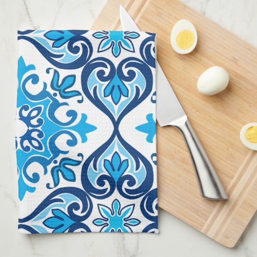 💙 mooi blauw - wit Azulejos X, keuken T Theedoek (Quarter Fold)