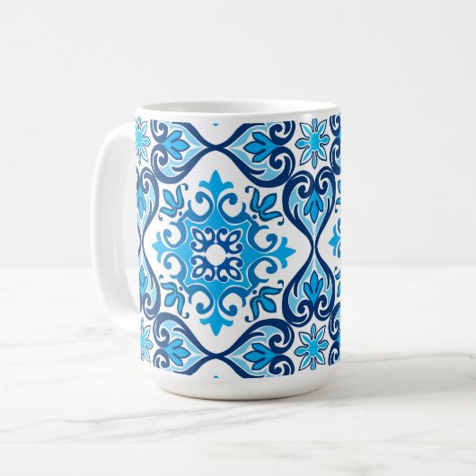 💙 mooi blauw - wit Azulejos X, Koffiemok (Voorkant links)