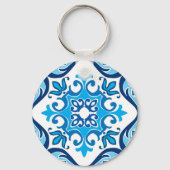 💙 mooi blauw - wit Azulejos X, Sleutelhanger (Voorkant)