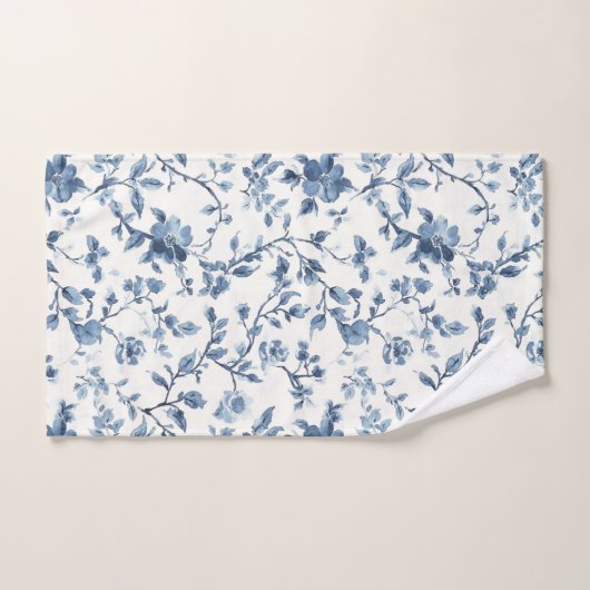 Mooi blauw wit bloemmotief   bad handdoek (Handdoek)