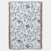 Mooi blauw wit bloemmotief deken (Voorkant Verticaal)