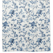 Mooi blauw wit bloemmotief   douchegordijn (Voorkant)