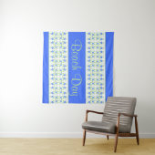 Mooi blauw wit en zacht groen patroon wandkleed (In Situ (horizontaal))