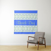 Mooi blauw wit en zacht groen patroon wandkleed (In situ)