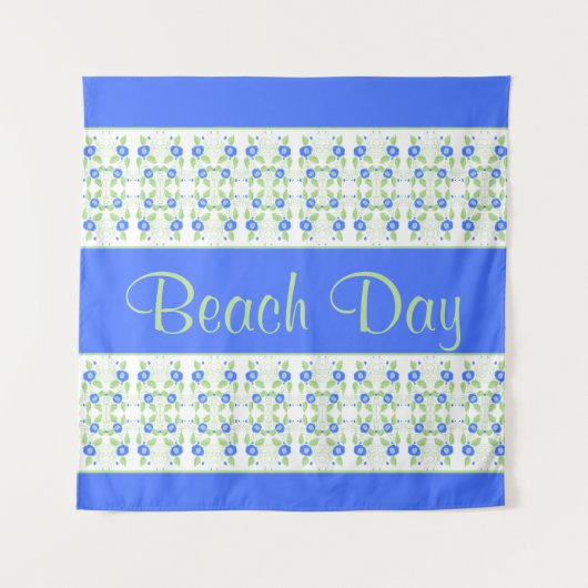 Mooi blauw wit en zacht groen patroon wandkleed (Voorkant)