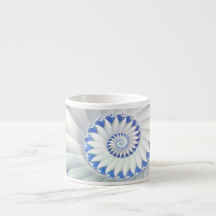 Mooi Blauw & Wit Fijn Fractal van Shell van het Espresso Kop