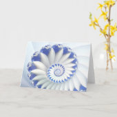 Mooi Blauw & Wit Fijn Fractal van Shell van het Kaart (Gele Bloem)