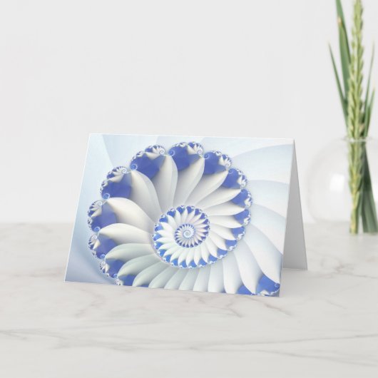 Mooi Blauw & Wit Fijn Fractal van Shell van het Kaart (Voorkant)