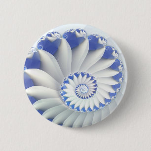 Mooi Blauw & Wit Fijn Fractal van Shell van het Ronde Button 5,7 Cm