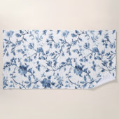 Mooi Blauw Witte Bloem   Strandlaken (Voorkant)