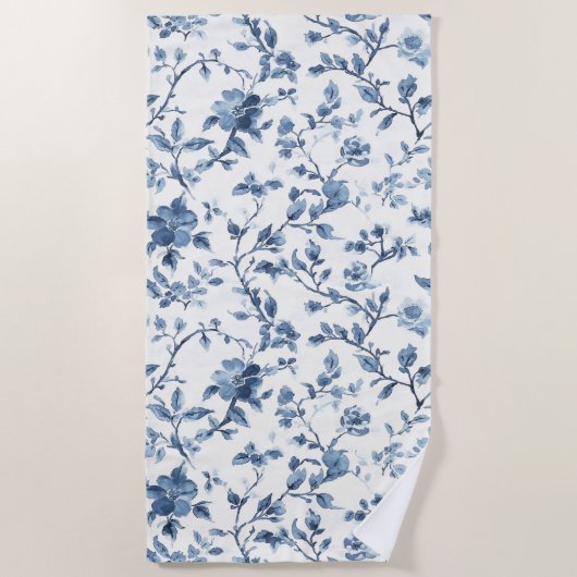 Mooi Blauw Witte Bloem   Strandlaken (Voorkant)